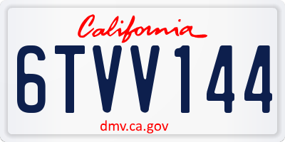 CA license plate 6TVV144
