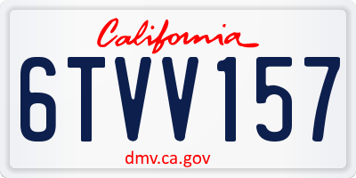 CA license plate 6TVV157