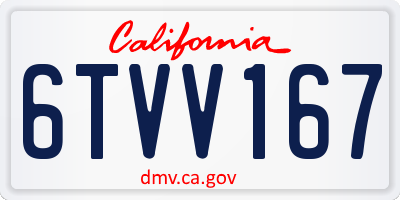 CA license plate 6TVV167