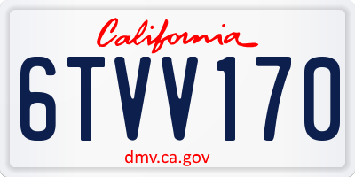 CA license plate 6TVV170