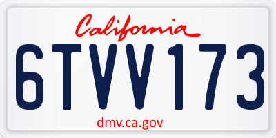 CA license plate 6TVV173