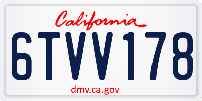 CA license plate 6TVV178