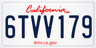 CA license plate 6TVV179