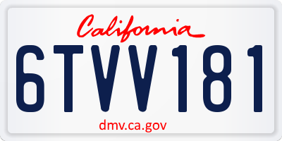 CA license plate 6TVV181