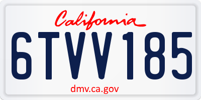 CA license plate 6TVV185