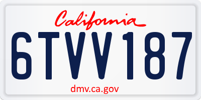 CA license plate 6TVV187
