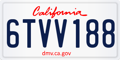 CA license plate 6TVV188