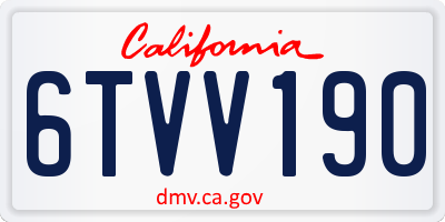 CA license plate 6TVV190