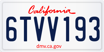 CA license plate 6TVV193