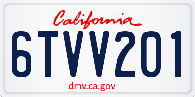 CA license plate 6TVV201