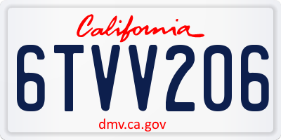 CA license plate 6TVV206