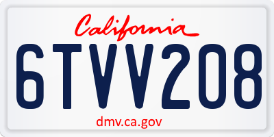 CA license plate 6TVV208