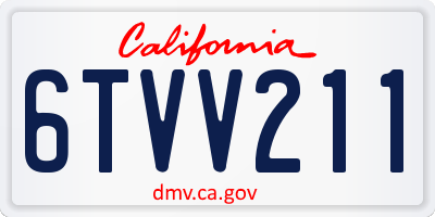 CA license plate 6TVV211