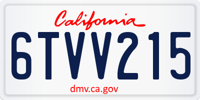 CA license plate 6TVV215