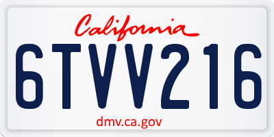 CA license plate 6TVV216