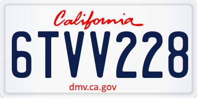 CA license plate 6TVV228