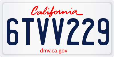 CA license plate 6TVV229