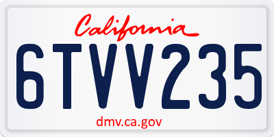 CA license plate 6TVV235