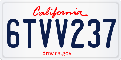 CA license plate 6TVV237