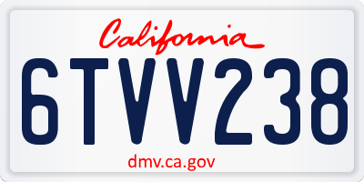 CA license plate 6TVV238