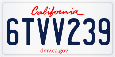 CA license plate 6TVV239