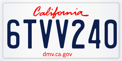 CA license plate 6TVV240