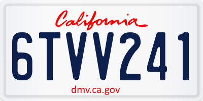CA license plate 6TVV241