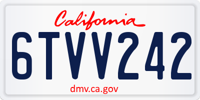 CA license plate 6TVV242