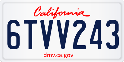 CA license plate 6TVV243
