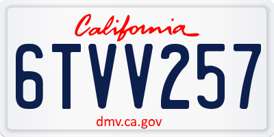CA license plate 6TVV257