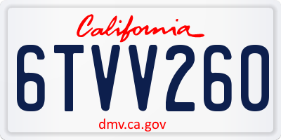 CA license plate 6TVV260