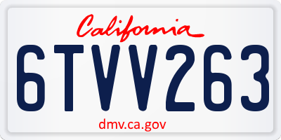 CA license plate 6TVV263