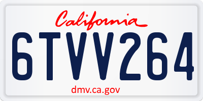 CA license plate 6TVV264