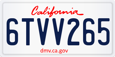 CA license plate 6TVV265