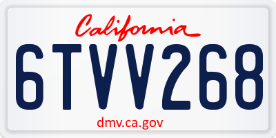 CA license plate 6TVV268