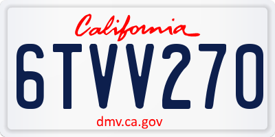 CA license plate 6TVV270