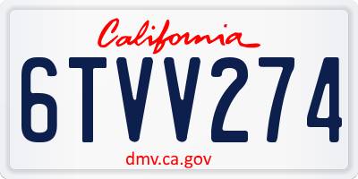 CA license plate 6TVV274