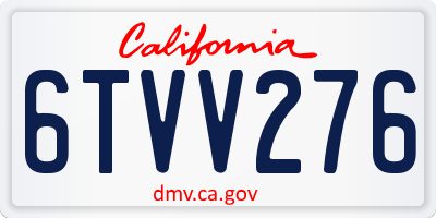 CA license plate 6TVV276