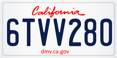 CA license plate 6TVV280