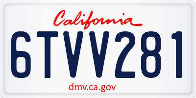 CA license plate 6TVV281