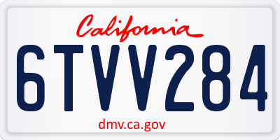 CA license plate 6TVV284