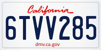 CA license plate 6TVV285