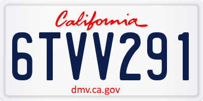 CA license plate 6TVV291
