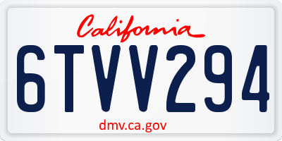 CA license plate 6TVV294