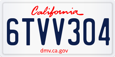 CA license plate 6TVV304