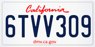 CA license plate 6TVV309