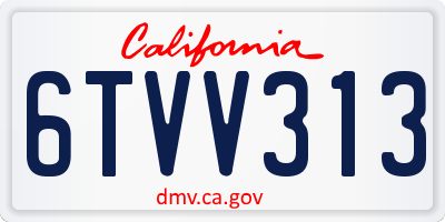 CA license plate 6TVV313