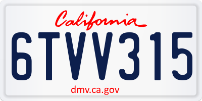 CA license plate 6TVV315