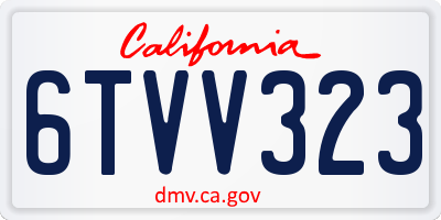 CA license plate 6TVV323