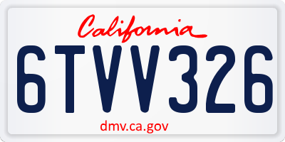 CA license plate 6TVV326